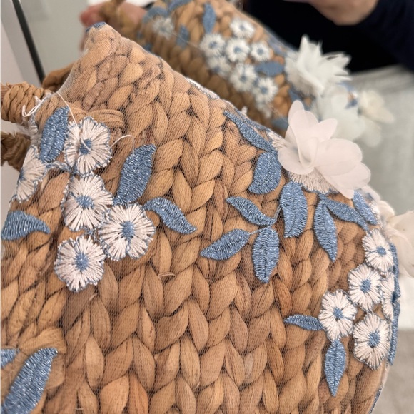 🌸Woven Floral Handbag - Blue and Tan - Picture 8 of 10